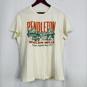 Pendleton Nature Mens Shirt White Large Camping Vintage Mountain Cotton Top - Picture 1 of 8