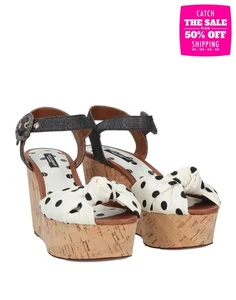 RRP€645 DOLCE & GABBANA Wedge Sandals US7.5 UK4.5 EU37.5 Polka Dot Made in Italy - Picture 1 of 10