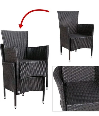 2er Set Polyrattan Gartenstühle Braun Balkon Terrasse Stühle Garten Sessel Neu - Bild 1 von 4