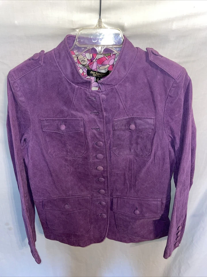 Twiggy Women’s Dressy Jacket Size Medium Purple Leather Going Out Party Fashion  - Image 1 of 4