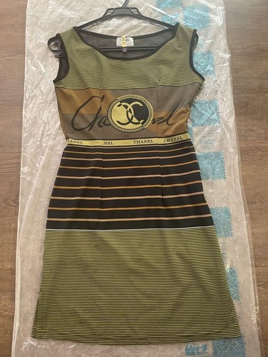 CHANEL Abito smanicato a righe multicolore 38 M 84776c