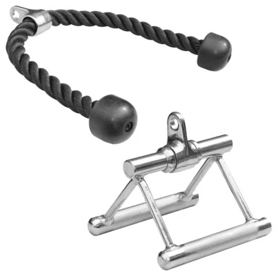 Seilzug Set - Parallelgriff mit Gelenk + Trizeps Seil | Seilzuggriff - Bild 1 von 4