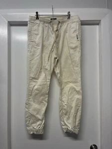 Afends Cream Hammer Pants Size 34 Cuffed Ankle And Elastic Waist - Picture 1 of 5