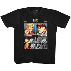 Street Fighter Capcom Video Game USA Ken VS Japan Ryu Fight Youth T Shirt Gamer - Picture 1 of 3