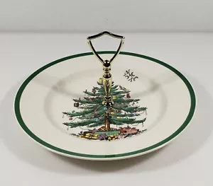 SPODE CHRISTMAS TREE HOSTESS / TIDBIT TRAY SERVING PLATE 1 TIER - Picture 1 of 5
