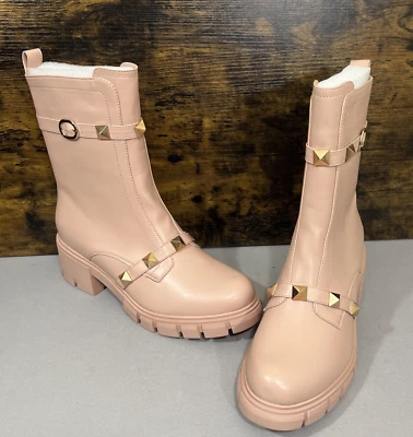 Botas Cape Robbin YURI Adornadas Hebilla Tacón Grueso Nude para Mujer Talla 10 Foto 1 de 4