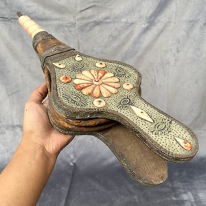 Vintage marokkanisches Luftgebläse Handarbeit Knochen Messing graviert Berber Handwerker Amazigh - Bild 1 von 10