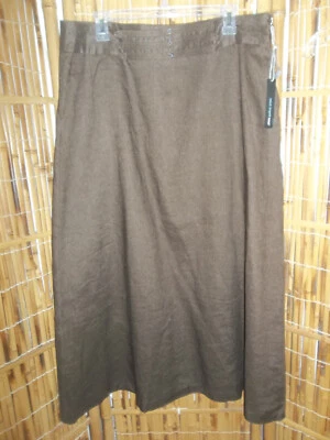 Maxi Falda Saint Tropez West 100% Lino/Lino Marrón Nueva con Etiquetas - Talla 14 - Forrada Foto 1 de 4