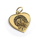 Pendant Medal Yellow Gold 18K, Virgo Mary Jane, With Frame Heart, 19 MM