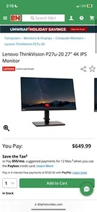 Lenovo Monitor 4k - Picture 1 of 6