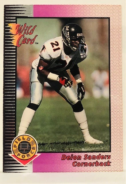 1992 Wild Card SILVER Deion Sanders Field Force INSERT #12 of 30 NFL Football - Image 1 of 2