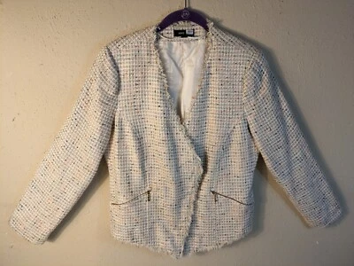 Traje Mango MNG 10 Chaqueta Blazer Manga 3/4 Flecos Bordes Cremallera y Bolsillos con Cremallera Foto 1 de 4