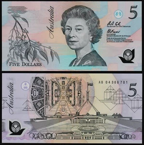 Australia 5$ 1992 Elizabeth II P50a(2) Green Serial Number Prefix AB Polymer UNC - Picture 1 of 3