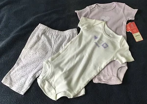 carters Baby Mädchen 3 teiliges Set 6 Monate weiß/flieder - Bild 1 von 9