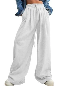 Women's High Waisted Wide Leg Sweatpants Loose Pants with Pockets & Drawstring a - Picture 1 of 10