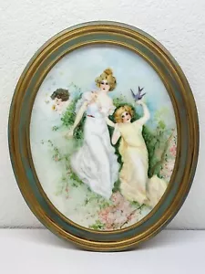 ANTICO PIATTO IN PORCELLANA ROSENTHAL DIPINTO A MANO RITRATTO RAGAZZE FIORI - Foto 1 di 12