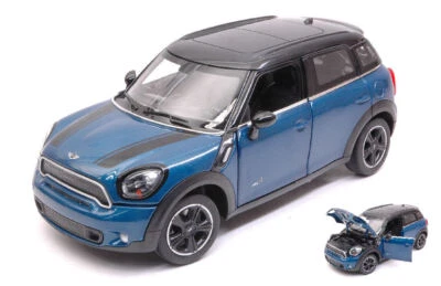 MODELLINO AUTO STATICO DIECAST MINI COOPER S COUNTRY R60 BLU SCALA 1:24 - Immagine 1 di 4