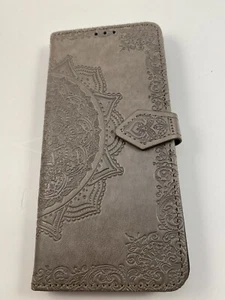 Coque Samsung Galaxy S11 pliable en cuir gris mandala. Neuf (123) - Photo 1 sur 5