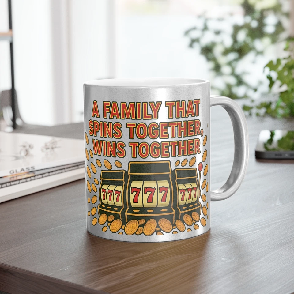 Lucky Four Leaf Clover Casino Coffee Mug, Slot Machine Jackpot Gift for Gamblers - Image 1 of 1