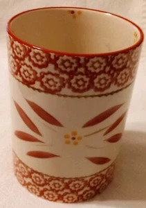 "Temptations by Tara" Old World Style Red Ceramic Utensil Holder - Picture 1 of 6