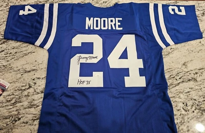 HOF'ER LENNY MOORE SIGNED BALTIMORE COLTS BLUE JERSEY JSA COA - Image 1 of 4