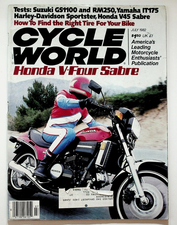 Журнал Cycle World июль 1982 Honda V45 Sabre Suzuki GS1100 Harley - Изображение 1 из 4