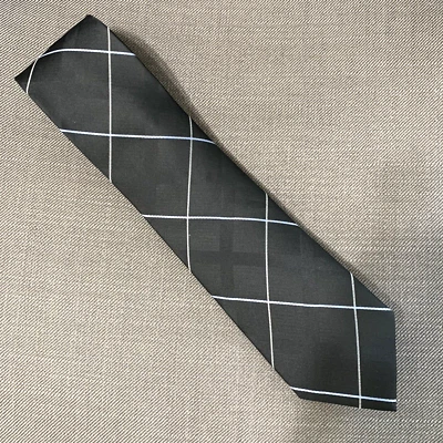 Corbata para hombre Michael Kors York rejilla negra mezcla de seda nueva con etiquetas Foto 1 de 2