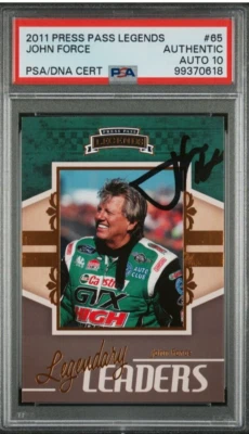 2011 Press Pass #65 John Force Signed Card Autograph W/16X PSA 10 Auto NHRA GOAT - Image 1 of 2