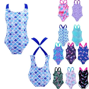 Girls One-Piece Sports Swimsuit Swimming Bodysuit Sunsuit Diving Party Surfing - Picture 1 of 75
