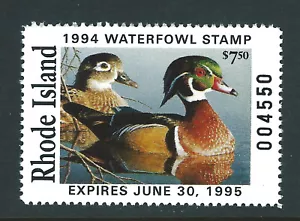 Bigjake,RI6, 1994 Rhode Island Duck Stamp, $7.50 Wood Ducks - Picture 1 of 1