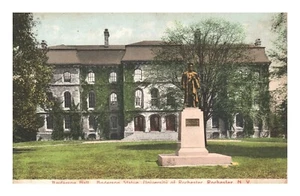 Postcard NY Anderson Hall Statue University of Rochester New York - Picture 1 of 2