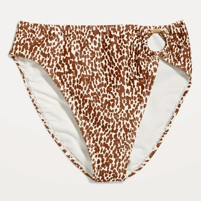 Antiguo Bikini Azul Marino Tiro Medio Estampado Junta Tórica Corte Alto Parte Inferior de Natación Marrón Leopardo Talla 3X Foto 1 de 4