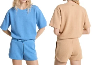 Michael Kors Logo Jacquard Knit Short-Sleeve Sweatshirt & Shorts XS/L/M/XL Nwt - Picture 1 of 30