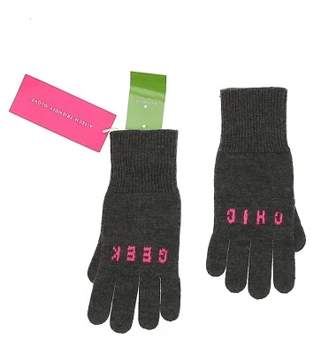Kate Spade L5346 Dark Grey Pink Geek Chic Gloves Women's One Size - Image 1 of 2