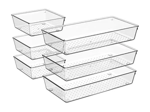 Criusia Schubladen Organizer, 6er Pack Groß Klar Kunststoff Schublade Organizer Set 💖 - Bild 1 von 6