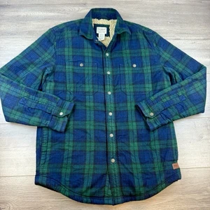 LL Bean Sherpa-Lined Scotch Plaid Shirt Slightly Fitted Snap Shacket Men's Small - Picture 1 of 18
