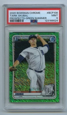 2020 Tarik Skubal Bowman Chrome First Green Shimmer #d 97/99 PSA 9 Tigers - Image 1 of 2