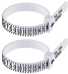 2-Pack Ring Sizer Measure Tool Gauge Plastic Finger Sizing Finder 1-17 Reusable - Picture 1 of 3