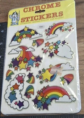 Vintage Stickers,BJ,decal Specialties,Foil,RAINBOW SHOOTING STARS,1 Sht,1 Pk,AG1 - Image 1 of 4