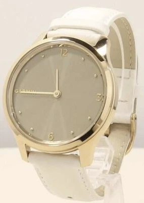 Garmin vivomove Luxe Hybrid Smartwatch 24K Gold PVD White Leather w/ Manual r# - Image 1 of 4