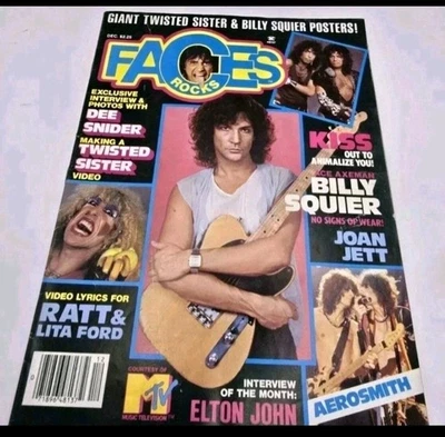 Faces Rocks Magazine December 1984 Billy Squier KISS Twisted Sister Queen  Foto 1 de 4