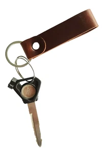 Brown Genuine Leather Keychain Key Holder Strap Car 1 Loop Men Biker Smart 4" - Picture 1 of 18