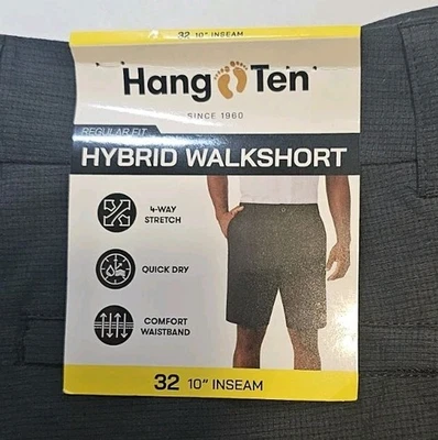 Pantalones Cortos Hang Ten Para Hombre Híbridos 4 Vías Elastizados para Caminar que Absorben la Humedad Negros Talla 32 Foto 1 de 4