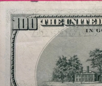 Partial Front To Back Wet Ink Transfer Error 1996 Series $100 FRN Note - Image 1 of 4