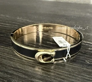 NIP Coach Hinge Bangle Black/gold F67480 - Picture 1 of 5