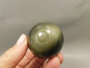 Gold Sheen Obsidian Sphere 1.7 inch Chatoyant 42 mm Stone Ball #Og8 - Picture 1 of 11