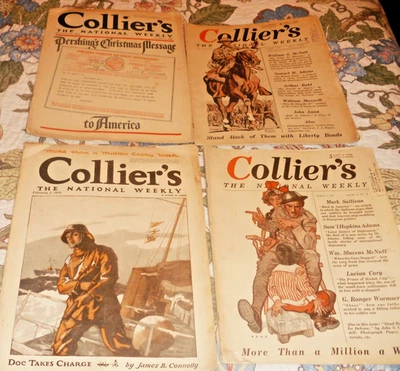 Lot of 4 Collier's Magazines Antique / Vintage 1917 - 1919 WWI Era - Image 1 of 4