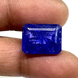 Pietra preziosa certificata blu vibrante taglio smeraldo tanzanite naturale 13,92 ct - Foto 1 di 24