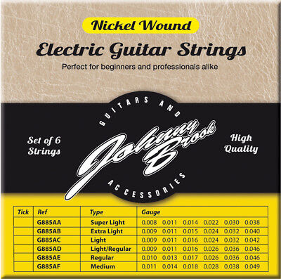 Johnny Brook High Quality Nickel Wound Electric Guitar Strings String Pack Of 6 • 3.99£