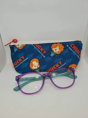 Estuche para gafas de sol hecho a mano pequeño Chucky horror tela estampada  Foto 1 de 3
